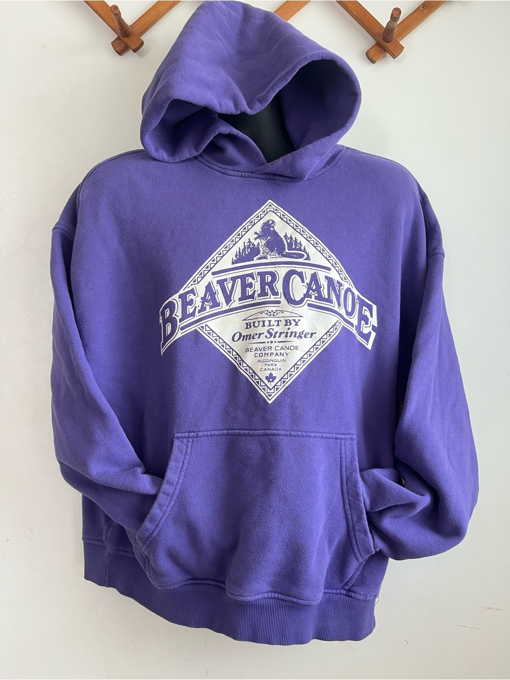 Beaver Canoe Purple Graphic Hoodie - Men Small